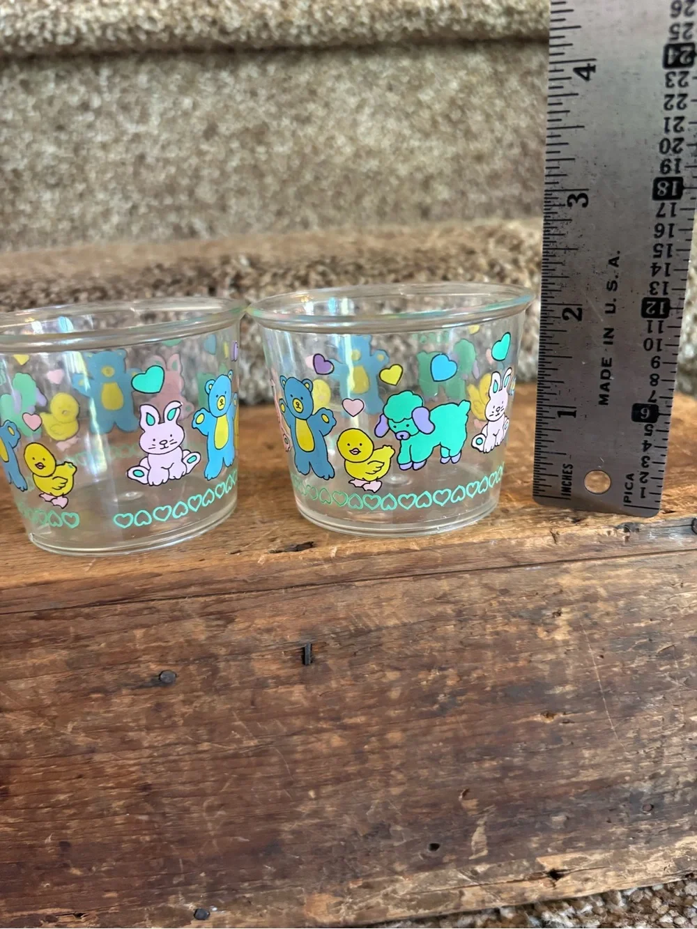 Clear Glass Party Cups in Pastel Blue & Yellow - Set of 2